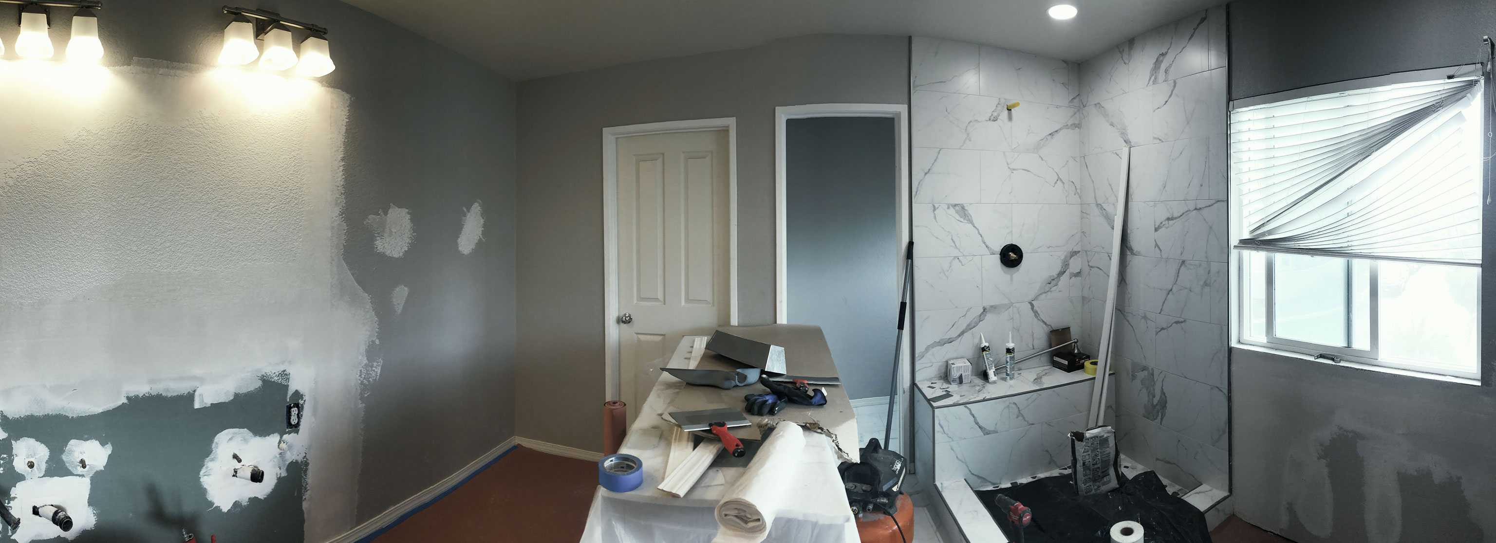 bathroom-remodel-A2M-Contractors-getting-ready-to-texture-and-paint
