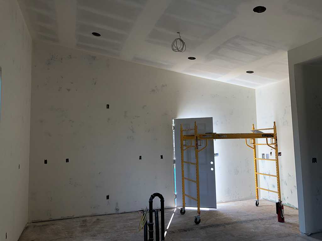 ADU wall-to-ceiling drywall final coat