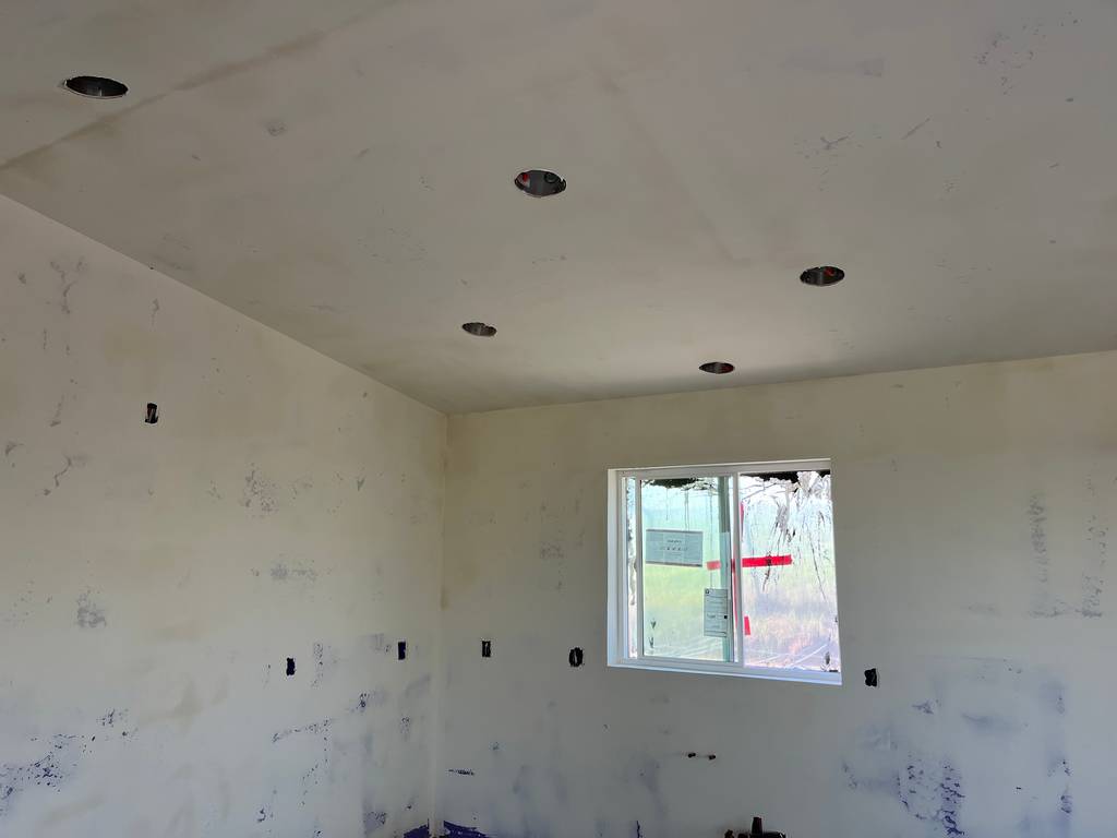 Interior of Residential Home Addition with Fresh Drywall Mud Application