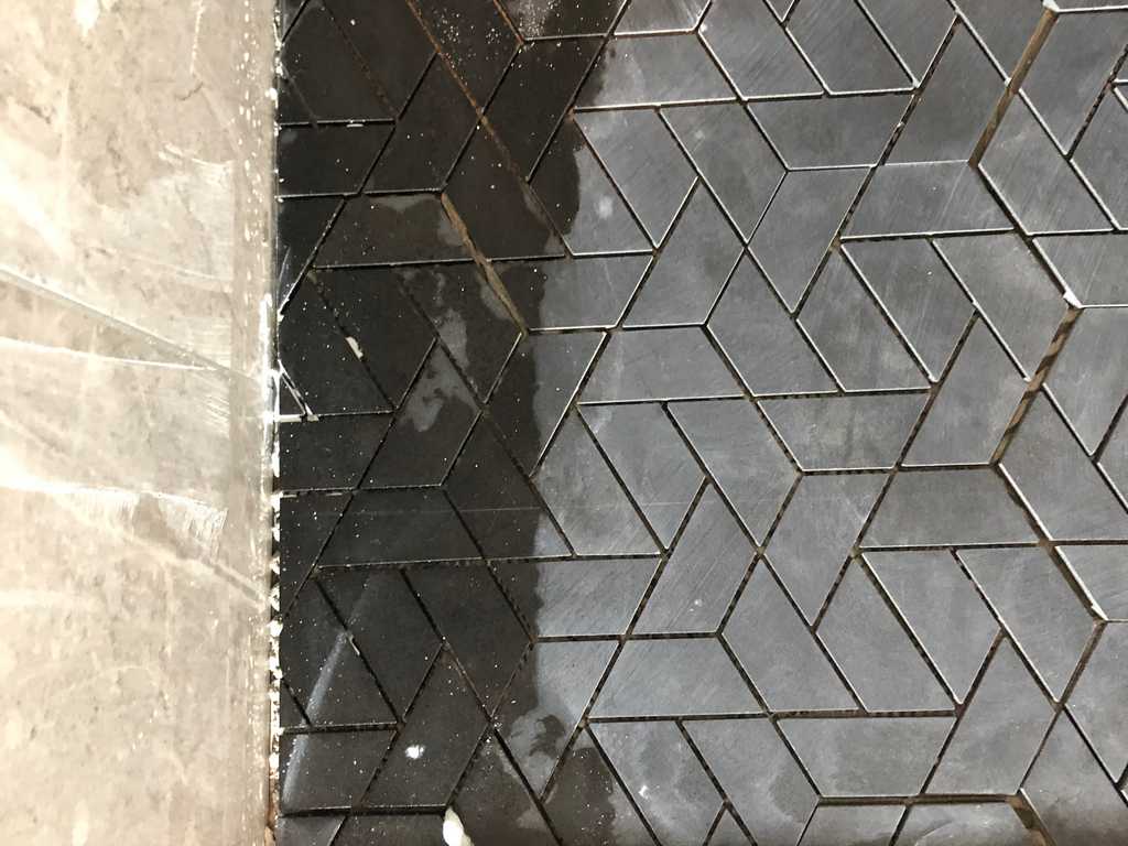 custom designed tile ready for grout