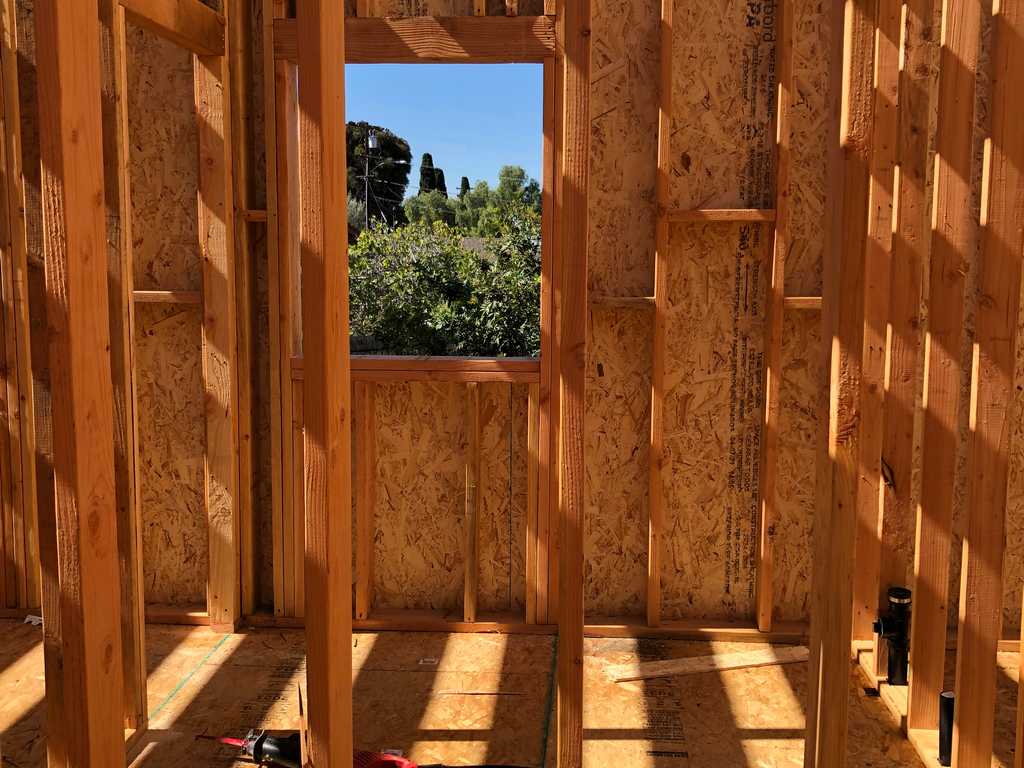 framing the window in the bathroom for a ADU