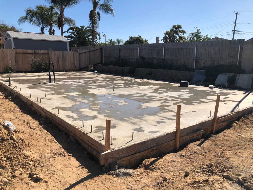 ADU showing concrete foundation setting up