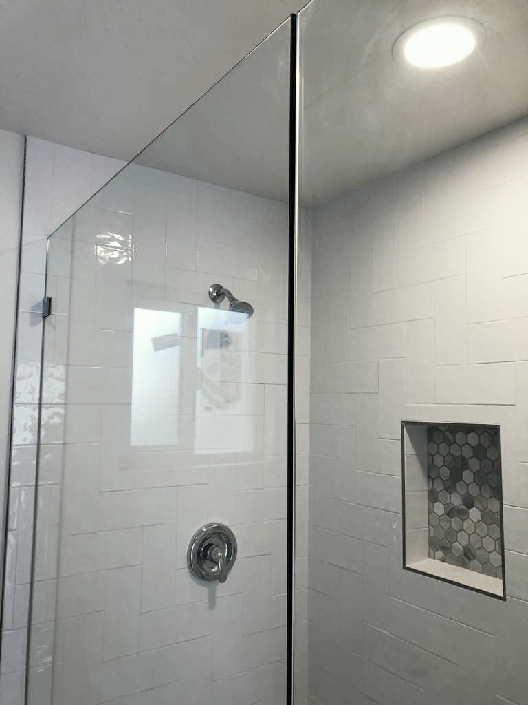 frameless glass shower door on hinges